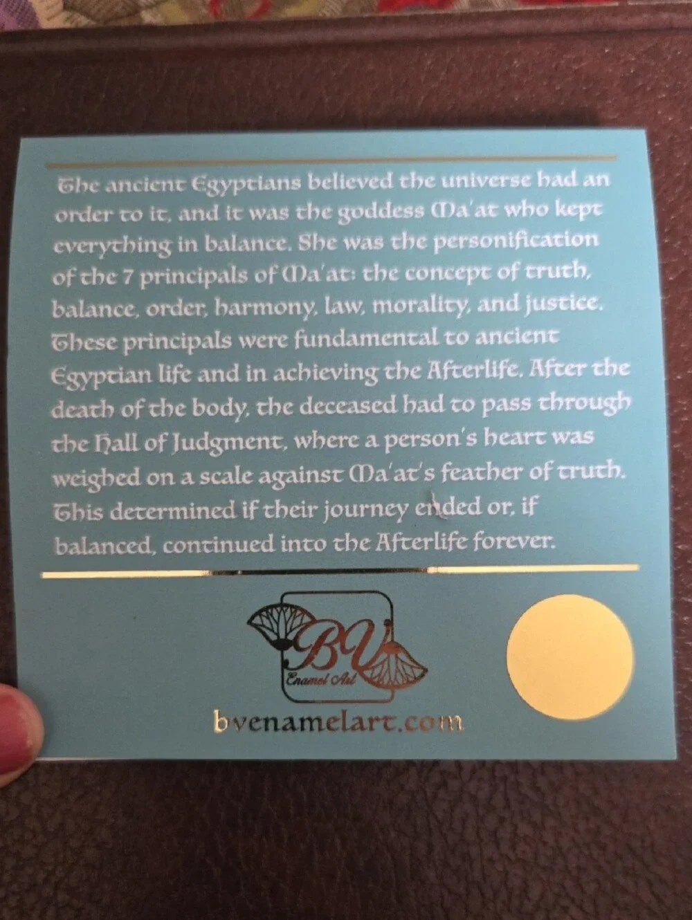 Egyptian Goddess Ma'at Enamel Pin